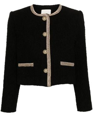 Sandro Cropped Tweed Jacket - Black