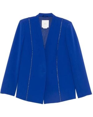 Marina Rinaldi Giusto Crystal-Embellished Single-Breasted Blazer - Blue