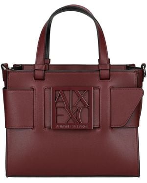 ARMANI EXCHANGE Medium Logo-Plaque Tote Bag - Red