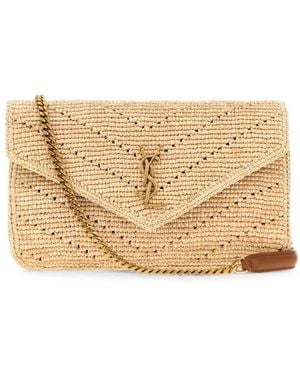 Saint Laurent Loulou Raffia Shoulder Bag - Naturel