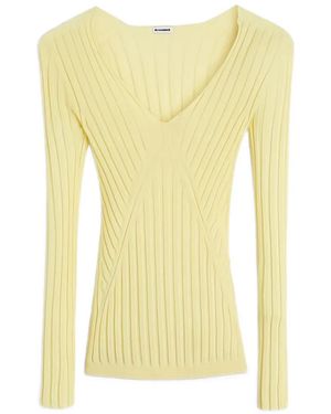 Jil Sander Cashmere Blend V-Neck Jumper - Yellow