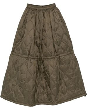 Taion Quilted Drawstring Midi Skirt - Green