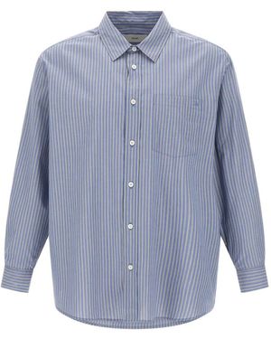 DUNST Striped Long-Sleeve Shirt - Blue