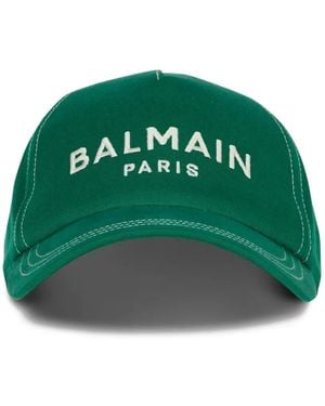 Balmain Cappello Da Baseball Con Ricamo - Verde