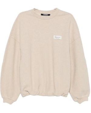 Jacquemus Logo-Patch Drop-Shoulder Sweater - Natural