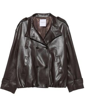 Isabelle Blanche Double-Breasted Buckle-Collar Jacket - Black