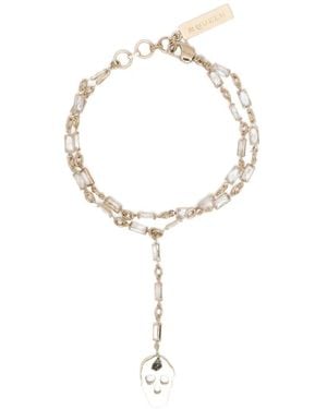 McQueen Skull Crystal-Embellished Bracelet - White