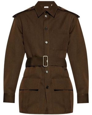 Burberry Belted-Waist Buttoned Overshirt - Brown