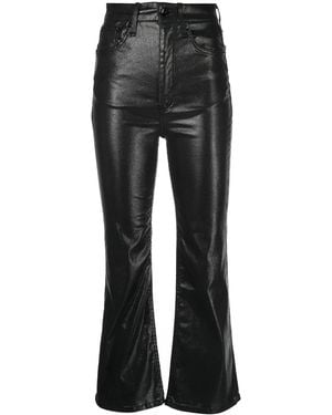 Rag & Bone Coated Flared Cropped Jeans - Black