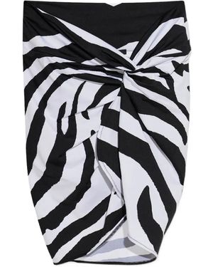 Balmain Zebra-Print Twisted-Detail Mini Skirt - Black