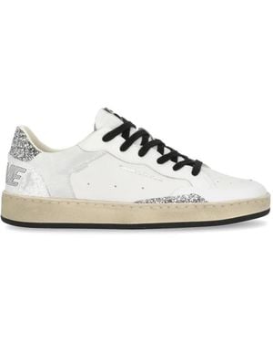 Crime London Chelsea Debossed-Logo Glitter Sneakers - White