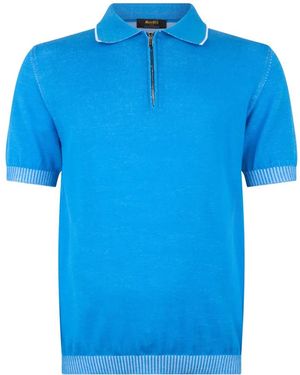Moorer Polo Coty-Sic De Punto Con Cremallera En El Cuello - Azul