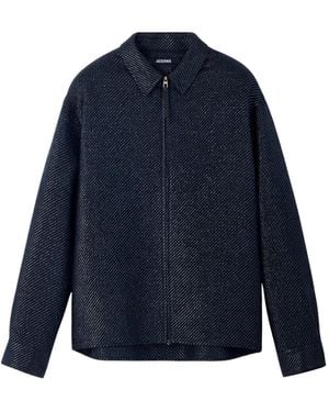 Jacquemus Strukturierte Hemdjacke mit Reißverschluss - Blau