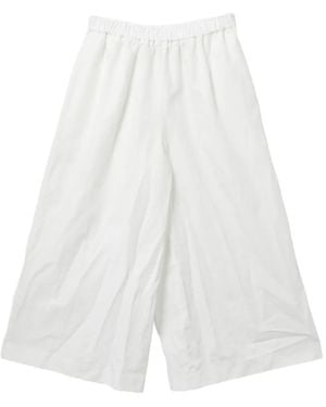 Comme des Garçons Elasticated-Waist Pleated Trousers - White