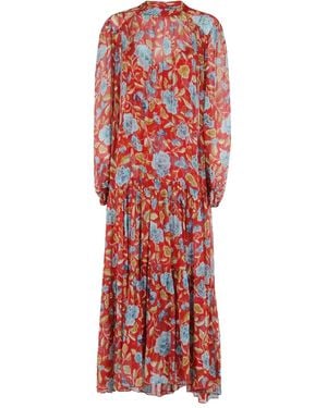 RIXO London Abito Midi A Fiori Adalind - Rosso