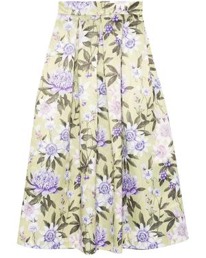 GIADA CURTI Falda Plisada Con Estampado Floral - Blanco