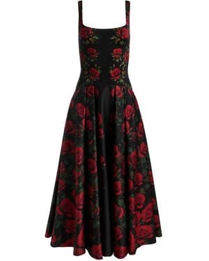 Alice + Olivia Adley Floral-Print Pleated Midi Dress - White