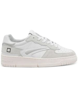 Date Torneo Round-Toe Leather Trainers - White
