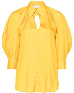 Chloé Open-Shoulder Silk Blouse - Yellow