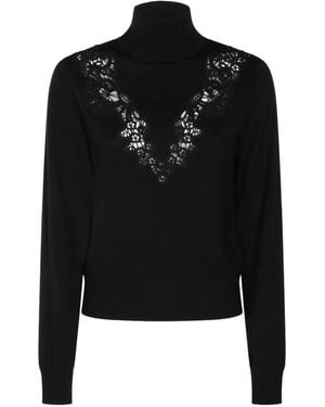 Zimmermann Lace-Trimmed Roll-Neck Jumper - Black