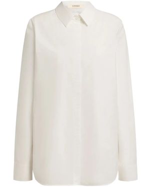 12 STOREEZ Concealed-Front Cotton Shirt - White