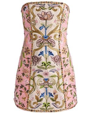 Alice + Olivia Katia Floral-Motif Strapless Mini Dress - White