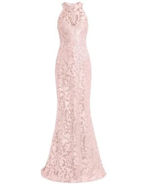Gemy Maalouf Floral Satin Maxi Dress - Pink