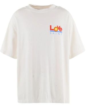SAINT Mxxxxxx Distressed Graphic-Print T-Shirt - White