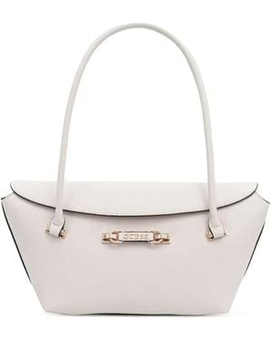 Guess Handtasche Mit Logo-Schild - Weiß
