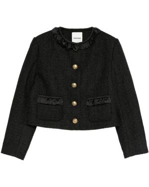 Sandro Ruffle Embellished Blazer - Black
