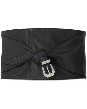 Versace Knotted Leather Wide Belt - Black