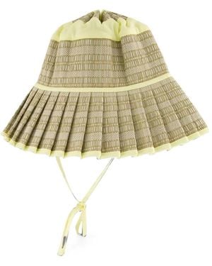 Lorna Murray Capri Basket-Weave Pleated Hat - White