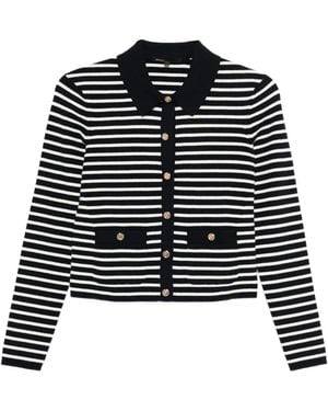 Maje Cárdigan A Rayas Con Botones - Negro