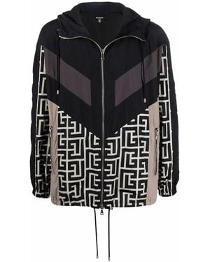 Balmain Monogram Hooded Windbreaker - Black