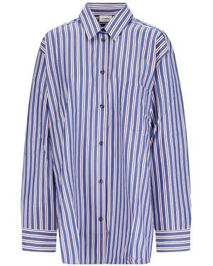 ANDAMANE Georgiana Striped Oversized Shirt - Blue