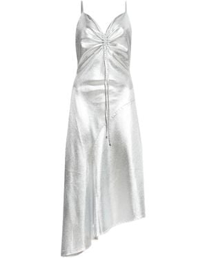 AllSaints Alexia Metallic Ruched Slip Dress - White