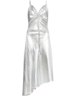 AllSaints Alexia Metallic Ruched Slip Dress - White