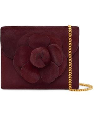 Oscar de la Renta Mini Tro Floral-Appliqué Clutch Bag - Purple