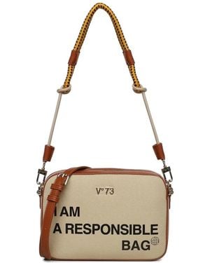 V73 Logo Print Shoulder Bag - White
