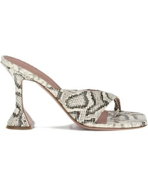 AMINA MUADDI 95Mm Shiona Snakeskin Sculpted-Heel Sandals - White