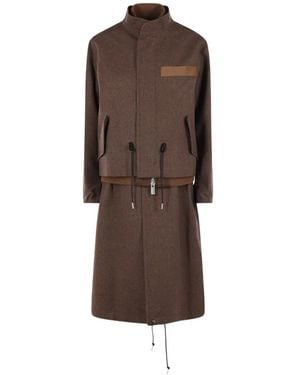Sacai Chaqueta A Capas Con Capucha - Marrón