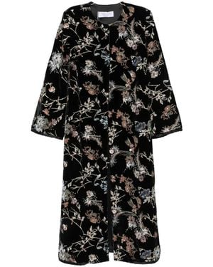 DE SANTIS Robe Mit Blumenstickerei - Schwarz