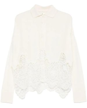 Ermanno Scervino レーストリム カーディガン - ホワイト