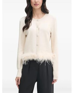 Ouí Cardigan Mit Kunstfedern Und Kristallen - Weiß