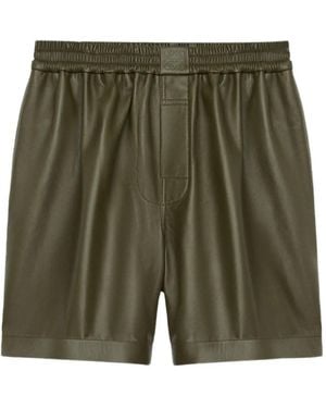 Loewe Elasticated-Waist Leather Shorts - Green