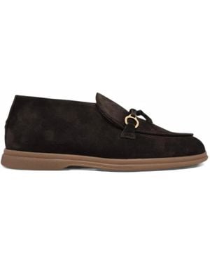 Henderson Lizzy Horsebit Suede Loafers - Black