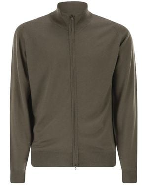 John Smedley Maclean Zip-Up Cardigan - Green