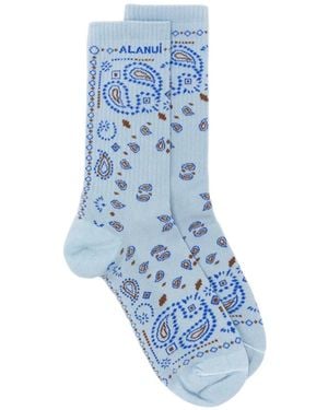 Alanui Paisley-Pattern Socks - Blue