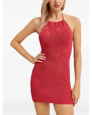 Bondeye Imogen Halterneck Palm Dress - Red