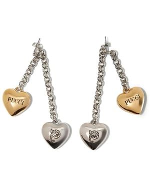 Emilio Pucci Heart-Charm Drop Earrings - White